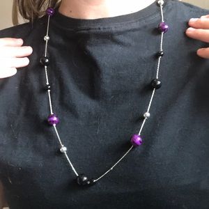 Black, Silver, & Purple Ball Necklace
